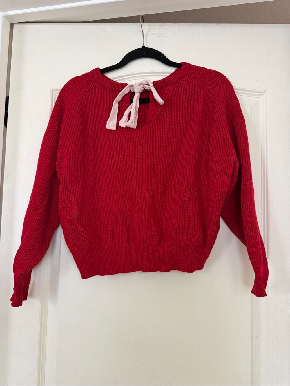 Zara Red Ribbed Crewneck Sweater - Picture 4 of 5